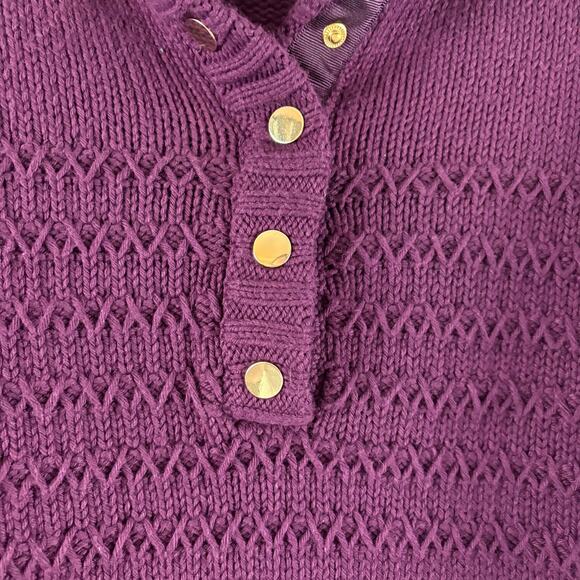 Talbots Purple Pullover 1/2 Snap Sweater Gold Tone Snaps Medium - Picture 6 of 6